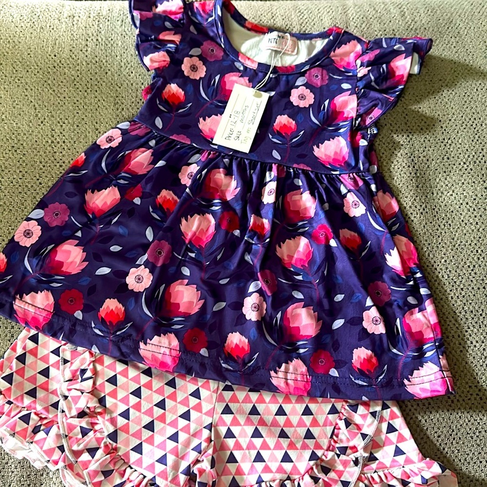 Purple Protea Short Set Pete+Lucy Brand New With Tags Size 12-18 Months